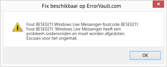 Download Fout <?php echo $nummer; ?> (Windows Live Messenger-foutcode 8E5E0211) Reparatie Tool Fix Windows Live Messenger-foutcode 8E5E0211 (Fout Fout 8E5E0211)