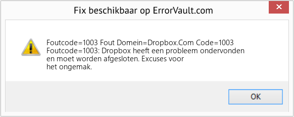 Fix Fout Domein=Dropbox.Com Code=1003 (Fout Foutcode=1003)