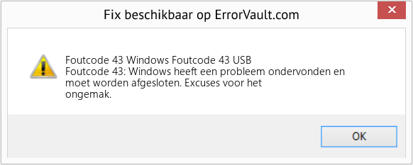 Download Fout <?php echo $nummer; ?> (Windows Foutcode 43 USB) Reparatie Tool Fix Windows Foutcode 43 USB (Fout Foutcode 43)
