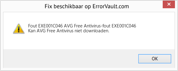 Fix AVG Free Antivirus-fout EXE001C046 (Fout Fout EXE001C046)