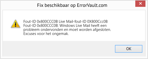 Fix Live Mail-fout-ID 0X800Ccc0B (Fout Fout-ID 0x800CCC0B)