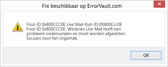 Fix Live Mail-fout-ID 0X800Ccc0E (Fout Fout-ID 0x800CCC0E)