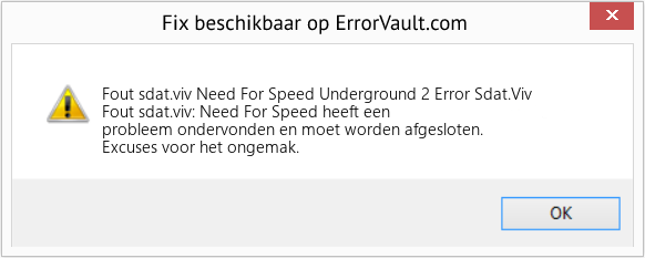 Fix Need For Speed ​​Underground 2 Error Sdat.Viv (Fout Fout sdat.viv)