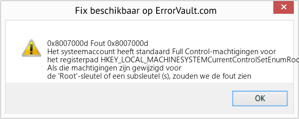 Fix Fout 0x8007000d (Fout 0x8007000d)
