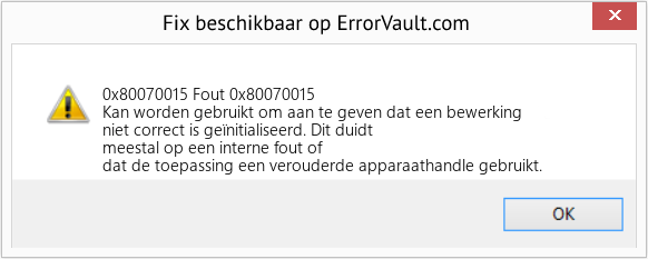 Fix Fout 0x80070015 (Fout 0x80070015)