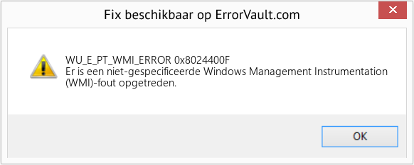 Fix 0x8024400F (Fout WU_E_PT_WMI_ERROR)