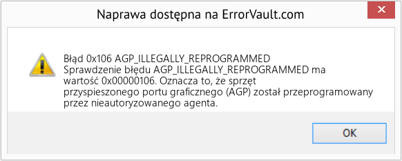 Napraw AGP_ILLEGALLY_REPROGRAMMED (Error Błąd 0x106)