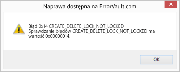 Napraw CREATE_DELETE_LOCK_NOT_LOCKED (Error Błąd 0x14)