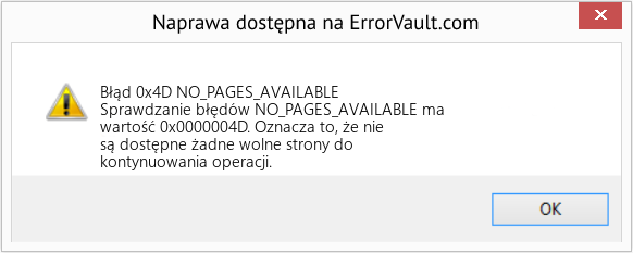 Napraw NO_PAGES_AVAILABLE (Error Błąd 0x4D)