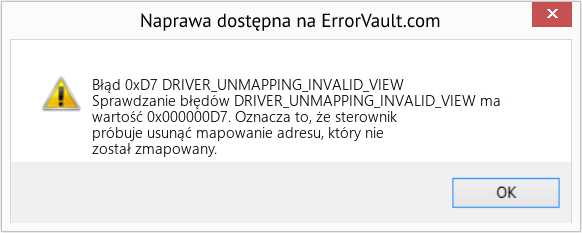 Napraw DRIVER_UNMAPPING_INVALID_VIEW (Error Błąd 0xD7)