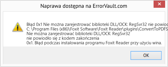 Fix Nie można zarejestrować biblioteki DLL/OCK: RegSvr32 nie powiodło się z kodem zakończenia 0x1 (Error Błąd 0x1)