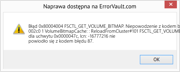 Fix FSCTL_GET_VOLUME_BITMAP. Niepowodzenie z kodem błędu 87 (Error Błąd 0x80004004)