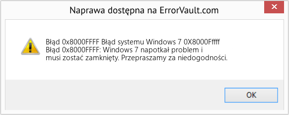 Fix Błąd systemu Windows 7 0X8000Fffff (Error Błąd 0x8000FFFF)