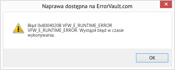 Pobierz Błąd <?php echo $number; ?> (VFW_E_RUNTIME_ERROR) Narzędzie naprawcze Fix VFW_E_RUNTIME_ERROR (Error Błąd 0x8004020B)
