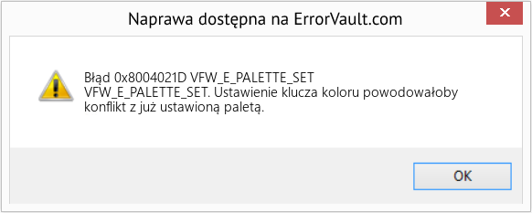 Pobierz Błąd <?php echo $number; ?> (VFW_E_PALETTE_SET) Narzędzie naprawcze Fix VFW_E_PALETTE_SET (Error Błąd 0x8004021D)
