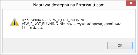 Pobierz Błąd <?php echo $number; ?> (VFW_E_NOT_RUNNING) Narzędzie naprawcze Fix VFW_E_NOT_RUNNING (Error Błąd 0x80040226)