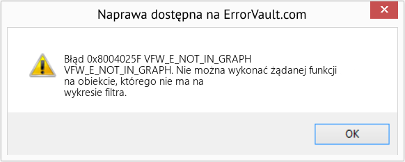 Pobierz Błąd <?php echo $number; ?> (VFW_E_NOT_IN_GRAPH) Narzędzie naprawcze Fix VFW_E_NOT_IN_GRAPH (Error Błąd 0x8004025F)