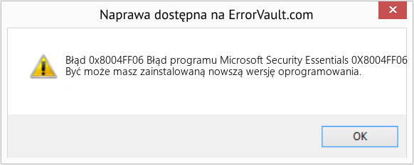 Fix Błąd programu Microsoft Security Essentials 0X8004FF06 (Error Błąd 0x8004FF06)