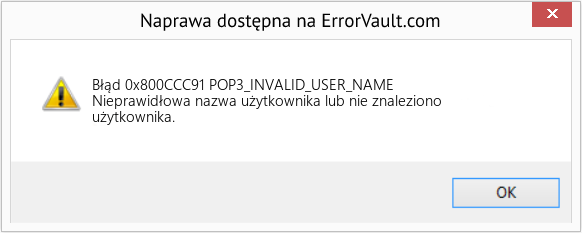 Fix POP3_INVALID_USER_NAME (Error Błąd 0x800CCC91)