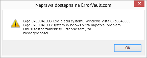 Pobierz Błąd <?php echo $number; ?> (Kod błędu systemu Windows Vista 0Xc004E003) Narzędzie naprawcze Fix Kod błędu systemu Windows Vista 0Xc004E003 (Error Błąd 0xC004E003)