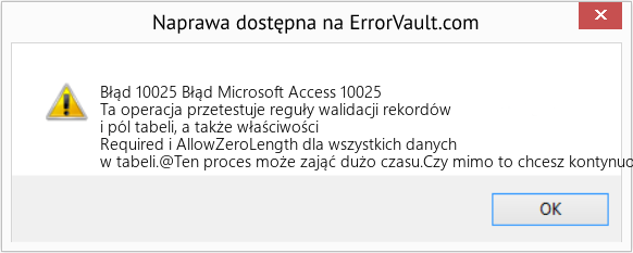 Fix Błąd Microsoft Access 10025 (Error Błąd 10025)