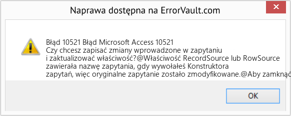 Fix Błąd Microsoft Access 10521 (Error Błąd 10521)