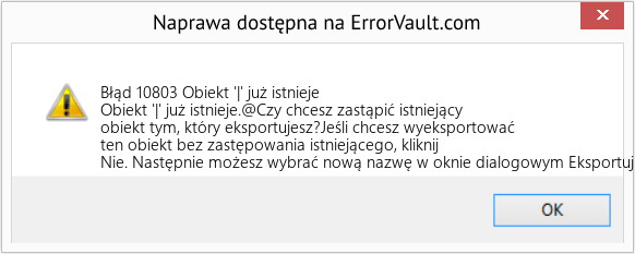 Pobierz Błąd <?php echo $number; ?> (Obiekt '|' już istnieje) Narzędzie naprawcze Fix Obiekt '|' już istnieje (Error Błąd 10803)