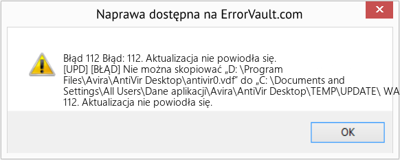 Fix Błąd: 112. Aktualizacja nie powiodła się. (Error Błąd 112)