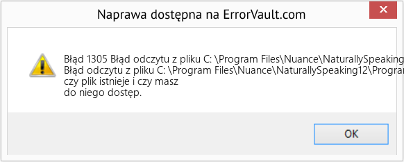 Fix Błąd odczytu z pliku C: \Program Files\Nuance\NaturallySpeaking12\Program\dgnee.exe (Error Błąd 1305)