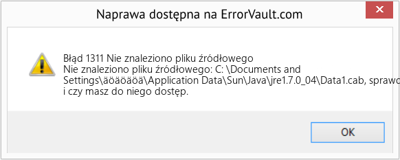 Fix Nie znaleziono pliku źródłowego (Error Błąd 1311)