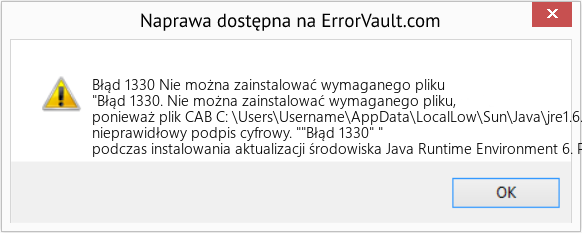 Pobierz Błąd <?php echo $number; ?> (Nie można zainstalować wymaganego pliku) Narzędzie naprawcze Fix Nie można zainstalować wymaganego pliku (Error Błąd 1330)