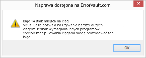 Pobierz Błąd <?php echo $number; ?> (Brak miejsca na ciąg) Narzędzie naprawcze Fix Brak miejsca na ciąg (Error Błąd 14)