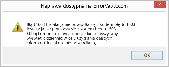 Pobierz Błąd <?php echo $number; ?> (Instalacja nie powiodła się z kodem błędu 1603) Narzędzie naprawcze Fix Instalacja nie powiodła się z kodem błędu 1603 (Error Błąd 1603)