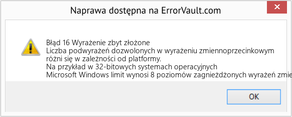 Fix Wyrażenie zbyt złożone (Error Błąd 16)