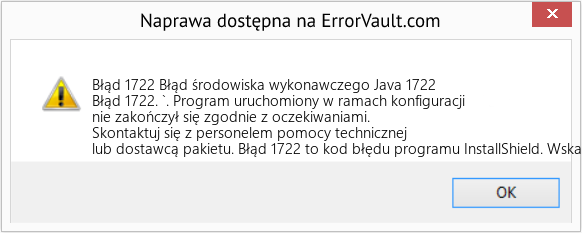 Fix Błąd środowiska wykonawczego Java 1722 (Error Błąd 1722)