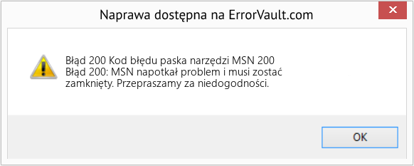 Fix Kod błędu paska narzędzi MSN 200 (Error Błąd 200)