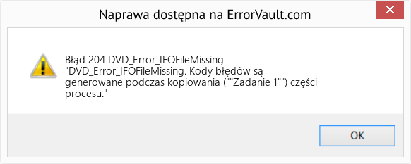 Pobierz Błąd <?php echo $number; ?> (DVD_Error_IFOFileMissing) Narzędzie naprawcze Fix DVD_Error_IFOFileMissing (Error Błąd 204)
