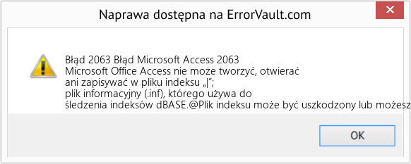 Fix Błąd Microsoft Access 2063 (Error Błąd 2063)