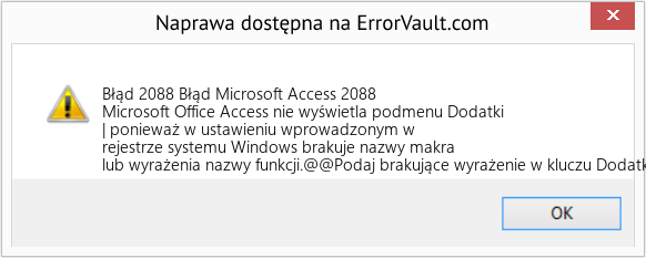 Fix Błąd Microsoft Access 2088 (Error Błąd 2088)