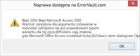 Fix Błąd Microsoft Access 2092 (Error Błąd 2092)