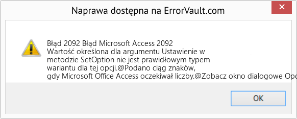 Pobierz Błąd <?php echo $number; ?> (Błąd Microsoft Access 2092) Narzędzie naprawcze Fix Błąd Microsoft Access 2092 (Error Błąd 2092)