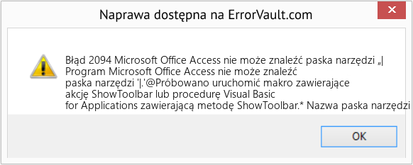 Fix Microsoft Office Access nie może znaleźć paska narzędzi „| (Error Błąd 2094)