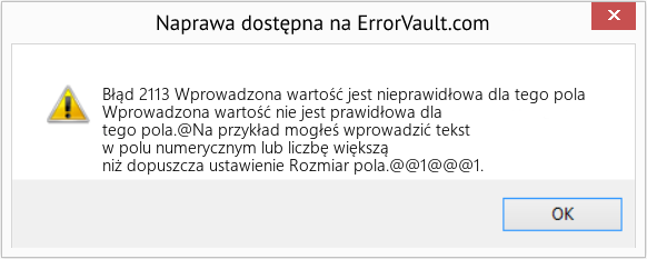 Fix Wprowadzona wartość jest nieprawidłowa dla tego pola (Error Błąd 2113)