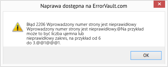 Fix Wprowadzony numer strony jest nieprawidłowy (Error Błąd 2206)
