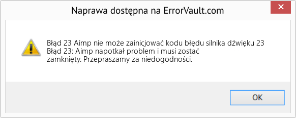 Pobierz Błąd <?php echo $number; ?> (Aimp nie może zainicjować kodu błędu silnika dźwięku 23) Narzędzie naprawcze Fix Aimp nie może zainicjować kodu błędu silnika dźwięku 23 (Error Błąd 23)