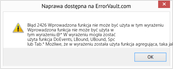 Fix Wprowadzona funkcja nie może być użyta w tym wyrażeniu (Error Błąd 2426)