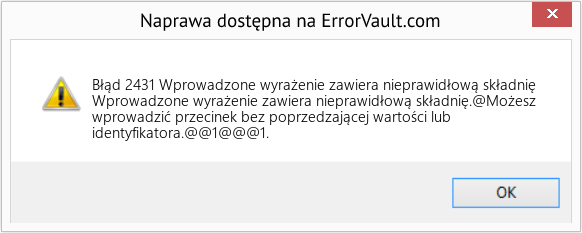 Fix Wprowadzone wyrażenie zawiera nieprawidłową składnię (Error Błąd 2431)