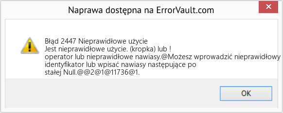 Fix Nieprawidłowe użycie (Error Błąd 2447)