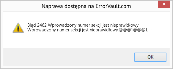 Fix Wprowadzony numer sekcji jest nieprawidłowy (Error Błąd 2462)