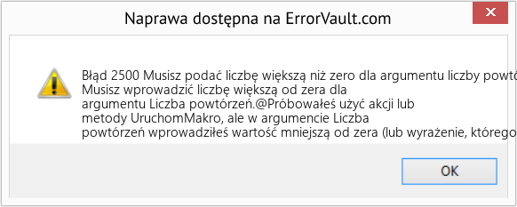 Pobierz Błąd <?php echo $number; ?> (Musisz podać liczbę większą niż zero dla argumentu liczby powtórzeń) Narzędzie naprawcze Fix Musisz podać liczbę większą niż zero dla argumentu liczby powtórzeń (Error Błąd 2500)